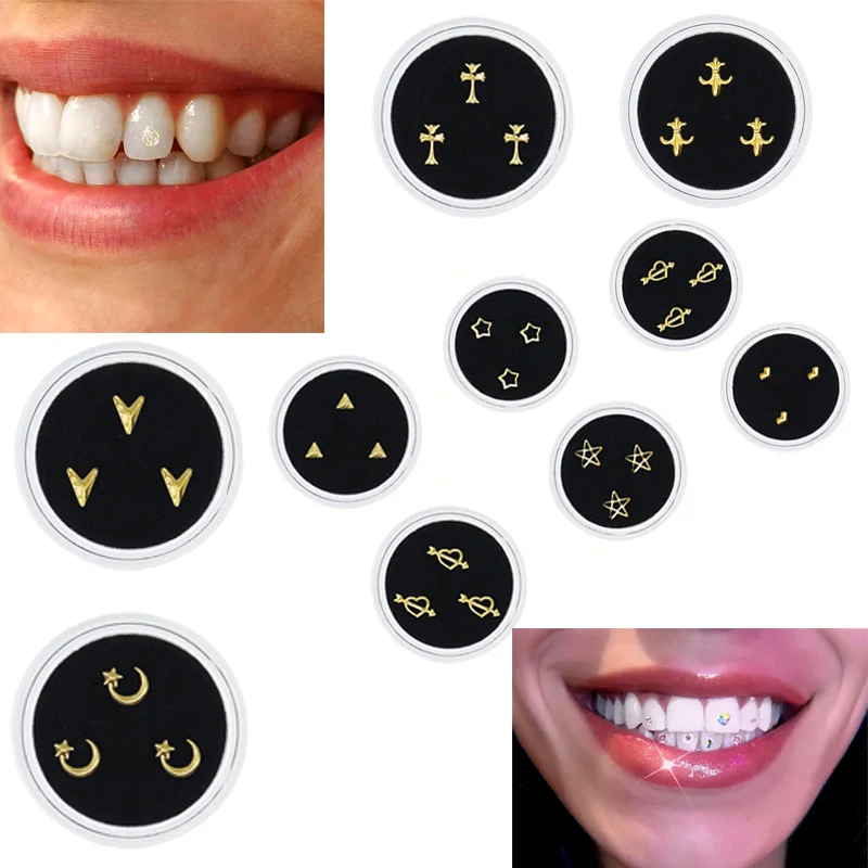 3pcs/Box Dental gems Ornaments Teeth Crystal Tooth Gem Jewelry Various Shape Teeth Decoration Material