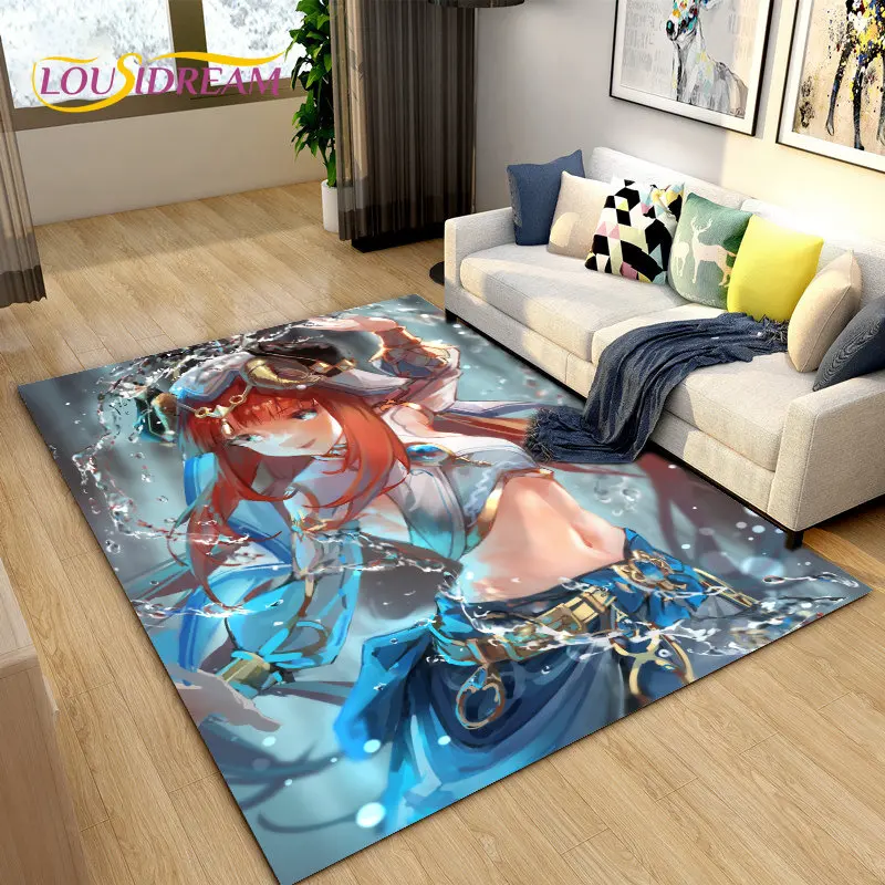 

Cartoon Game Gamer Genshin Impact Area Rug,Carpet Rug for Living Room Bedroom Sofa Doormat Decoration, Kids Non-slip Floor Mat