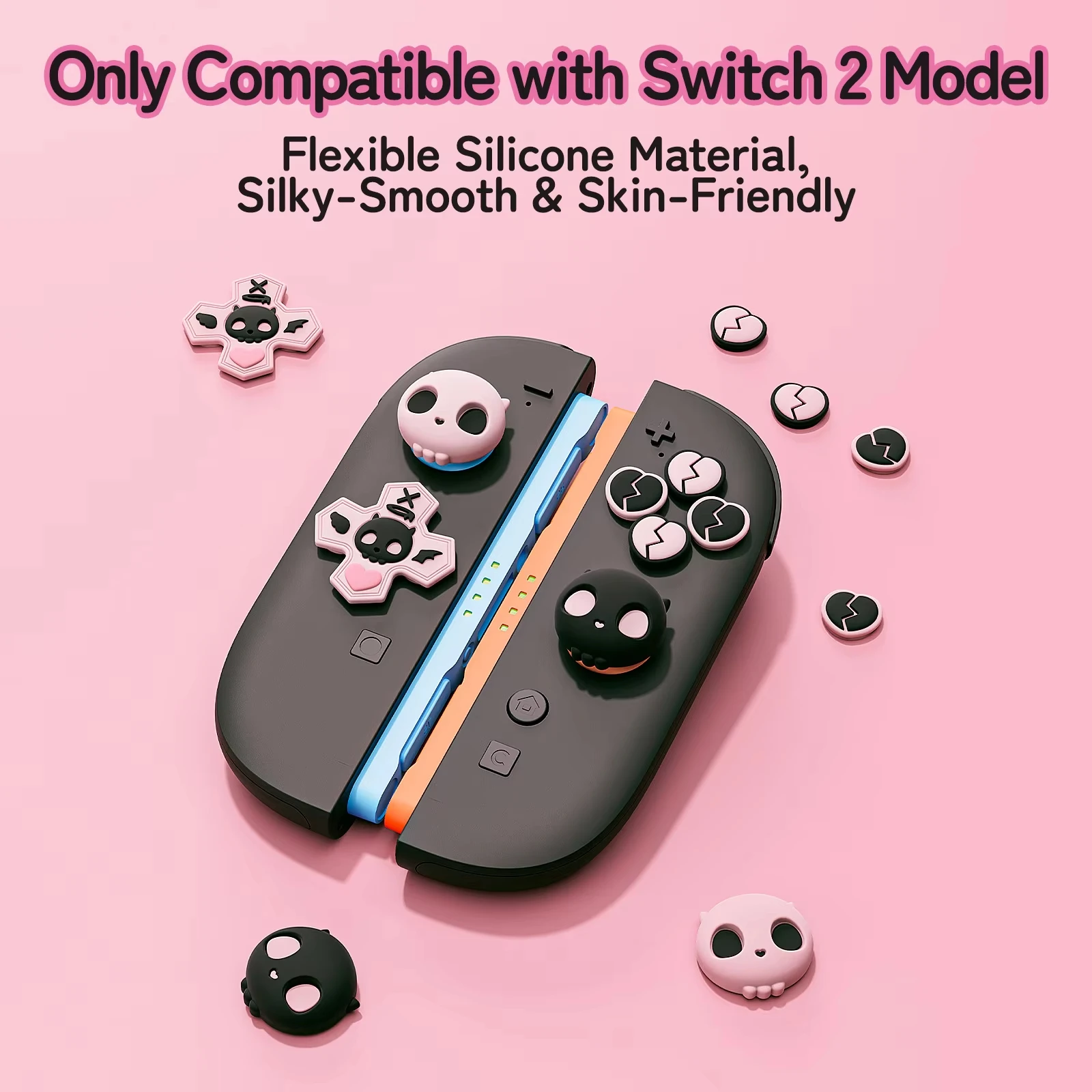 ABXY Key Buttons Sticker Cover Caps Compatible with Switch 2, GeekShare NS2 Cross D-Pad Button Caps Thumb Grip Caps Set