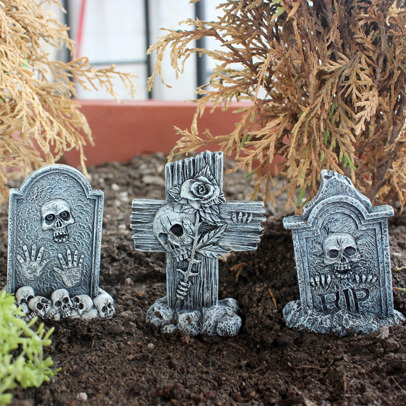 Halloween Miniature Tombstones Graveyard Lightweight Resin Tombstones for Home Office Housewarming Gift