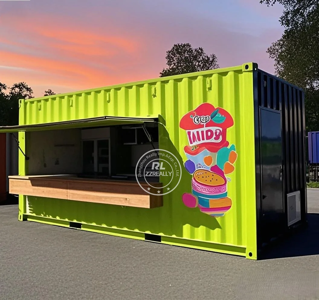 お手頃価格の20フィートコンテナカフェ、コンテナキオスクレストランバー、フル装備のキッチン付き、ヨーロッパ基準