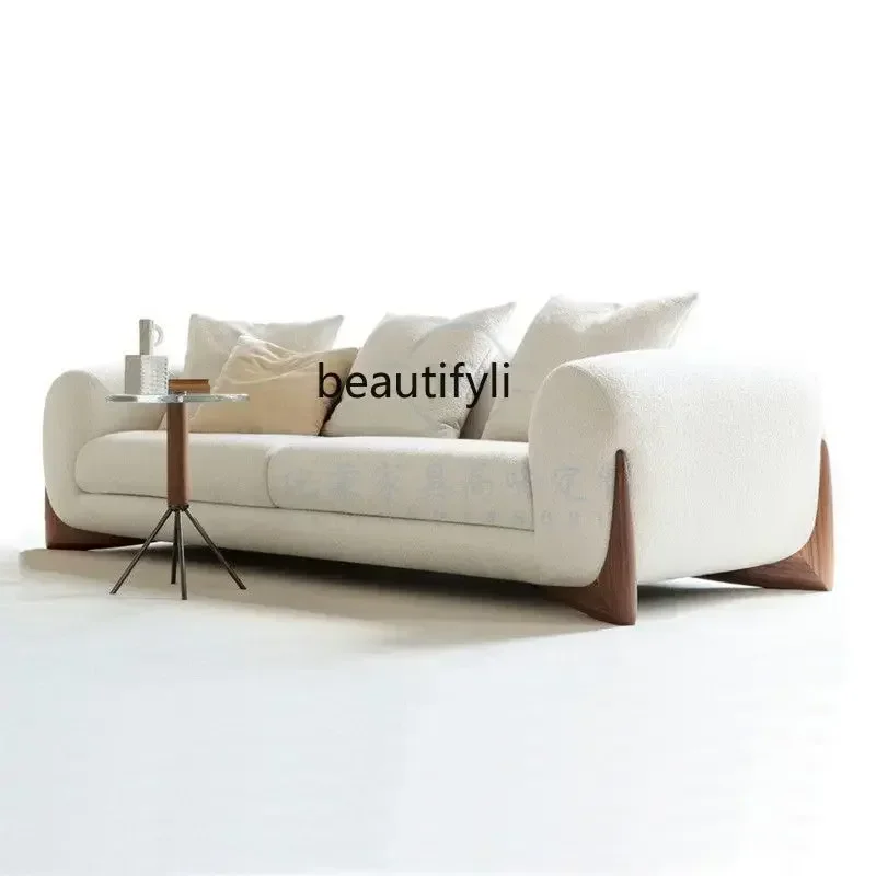 

Nordic light luxury sofa small apartment living room simple latex combination lamb wool double