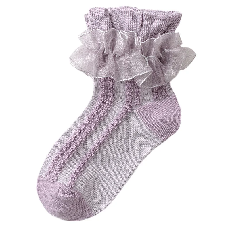 Chaussettes Courtes en Coton Respirant pour Bébé Fille, Accessoire de breven Dentelle, Blanc, Vert, Rose, 8 Paires par Lot