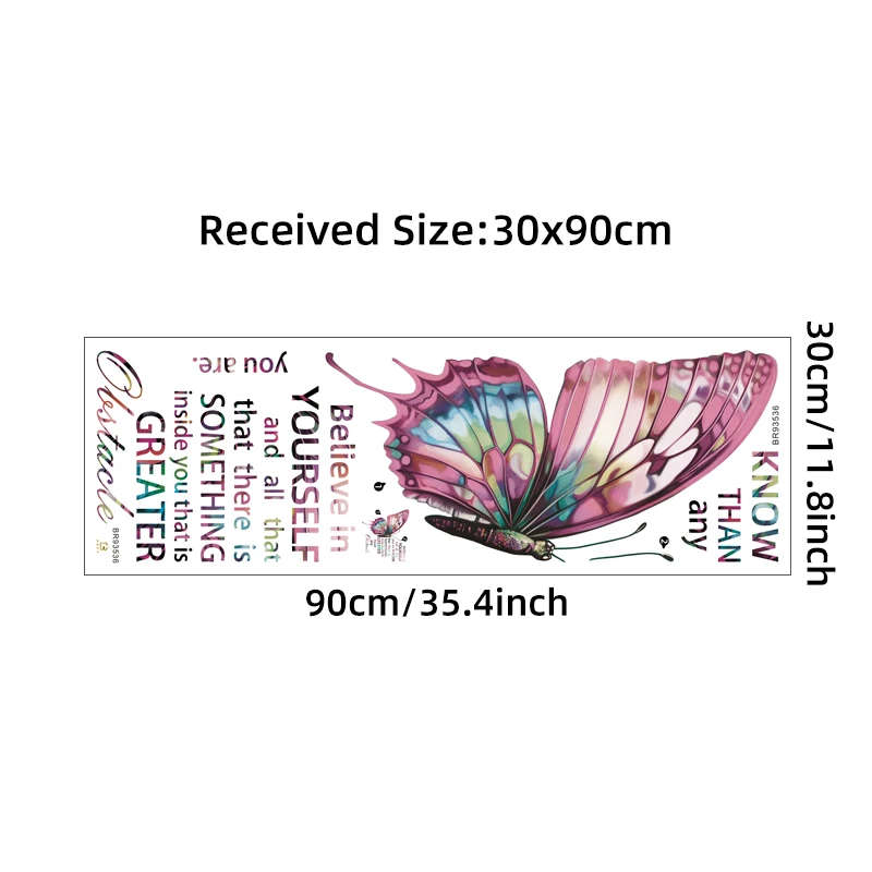 1Pc Colorful Beautiful Text Butterflies Wall Stickers Girls Room Decoration for Bedroom Wall Art Sweet Home Decor Living Room