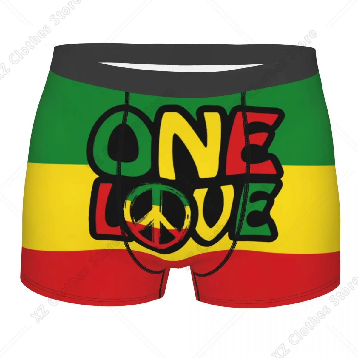 Custom ONE LOVE With Peace Symbol Boxers Shorts Men's Jamaican Reggae Briefs Underwear Novelty Underpants
