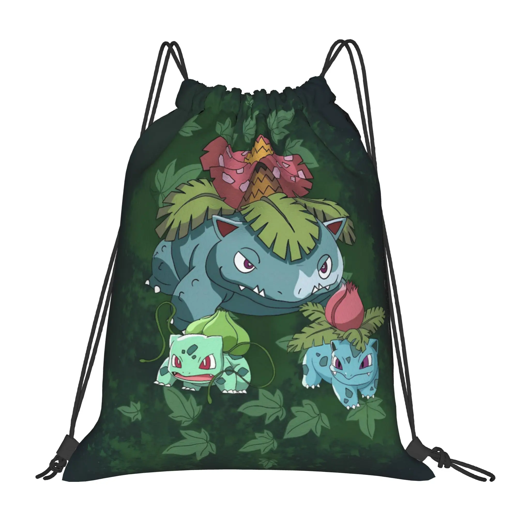 Bulbasaur Forest Cartoon Drawstring Bag  Travel Men BackpacksFoldable Casual Sackpack String Bags