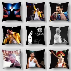 Freddie Mercury poszewka na poduszkę ślubne satynowa dekoracyjne poszewka na poduszkę nowy rok akcesoria satynowa poszewka na poduszkę 45x45cm