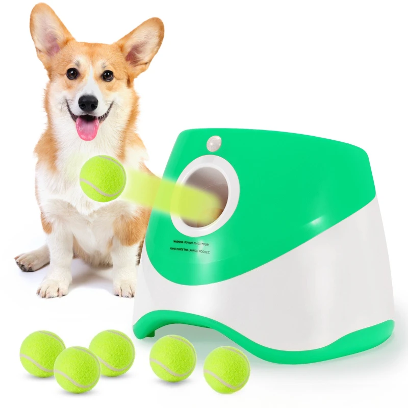 Ball Launcher Dog Tennis Thrower Outdoor Interactive Fetch Toy for Large Medium Small Pets with Long Battery Life Durable
