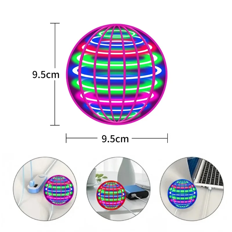 Flying Ball Spinner Toy Hand Control Drone Helicopter 360° °   Rotierendes Mini-UFO mit LED-Licht, Kindergeschenke, Spiel für Kinder, Sportball