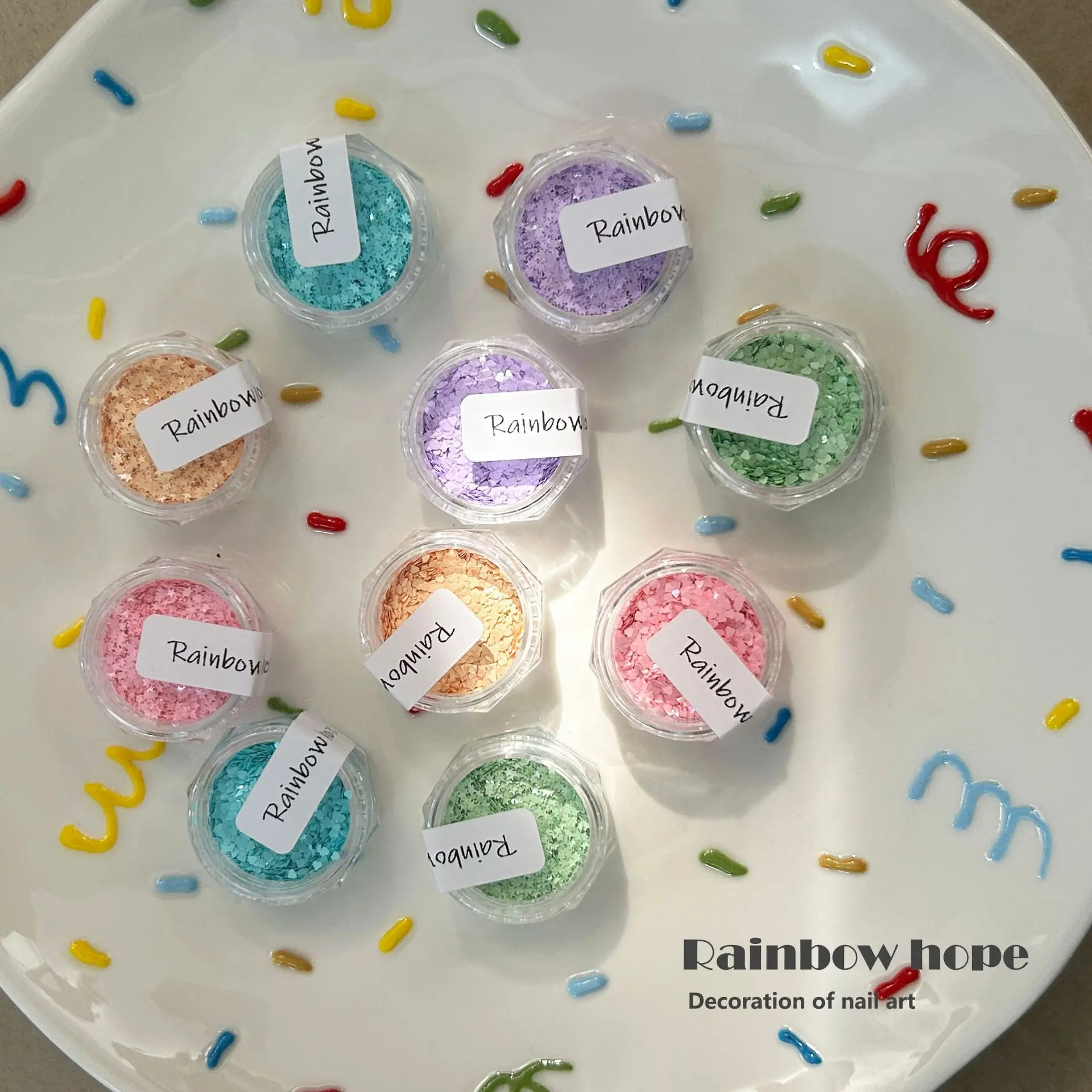 Macaron cor mini prego glitter estrela coração círculo fosco acessórios de unhas artesanal wearable materiais de unhas