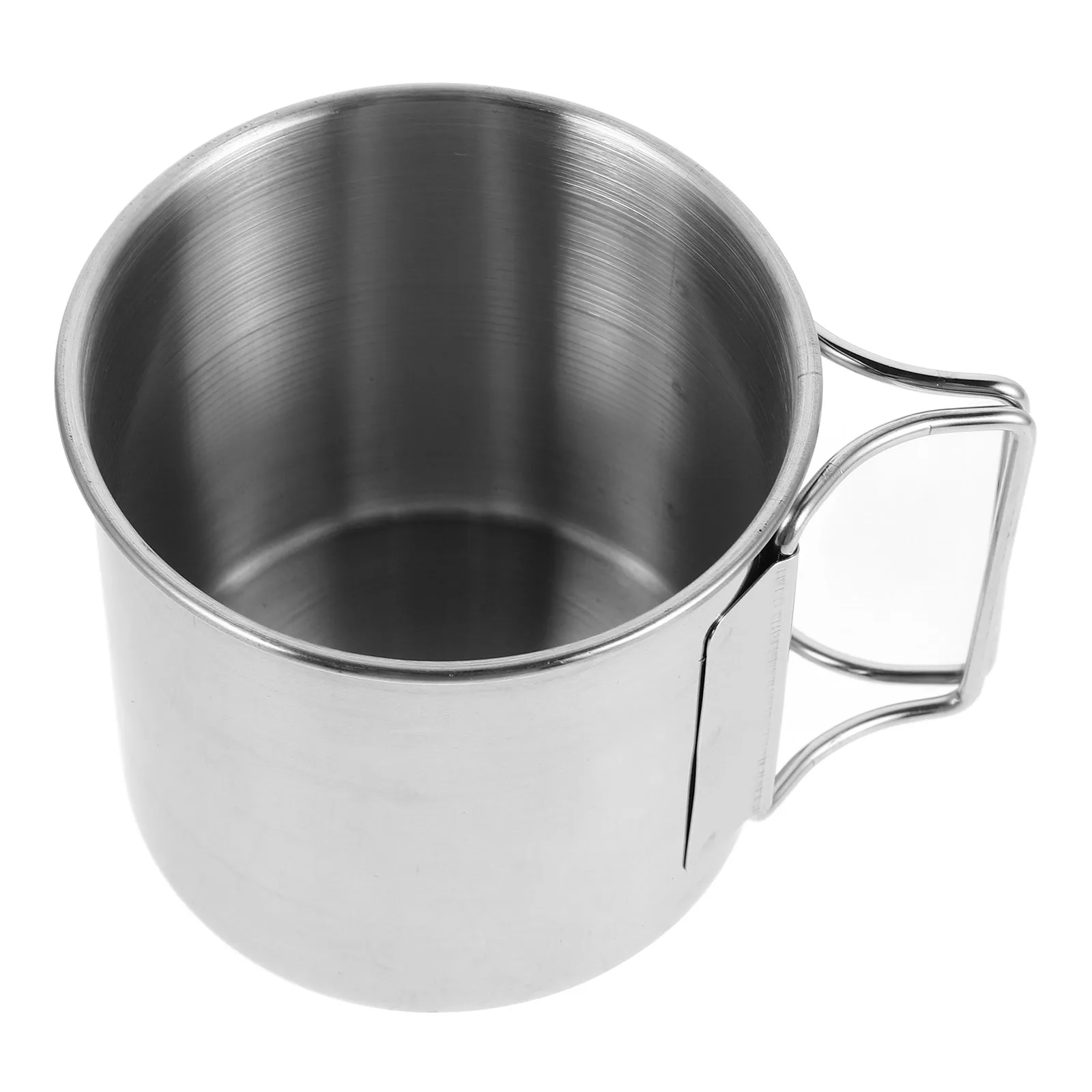

Stainless Steel Portable Cup 304 Large Capacity Camping Coffee Mugs Water Glasses Foldable Handle Outdoor Travel Tumbler Silver
