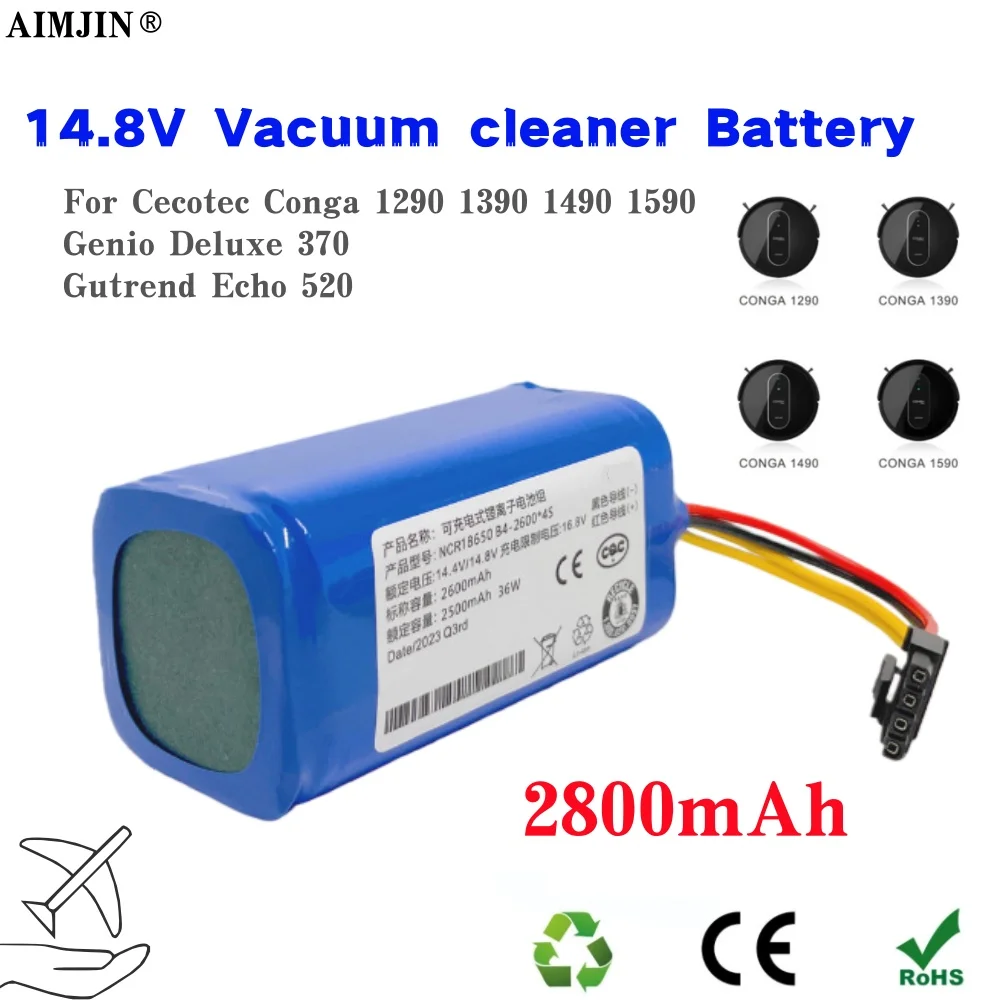 

Литий-ионный аккумулятор 14,4 В 14,8 В 2800 мАч для Proscenic Cocoa Smart 780T 790T, CECOTEC CONGA 1290 1390 1490