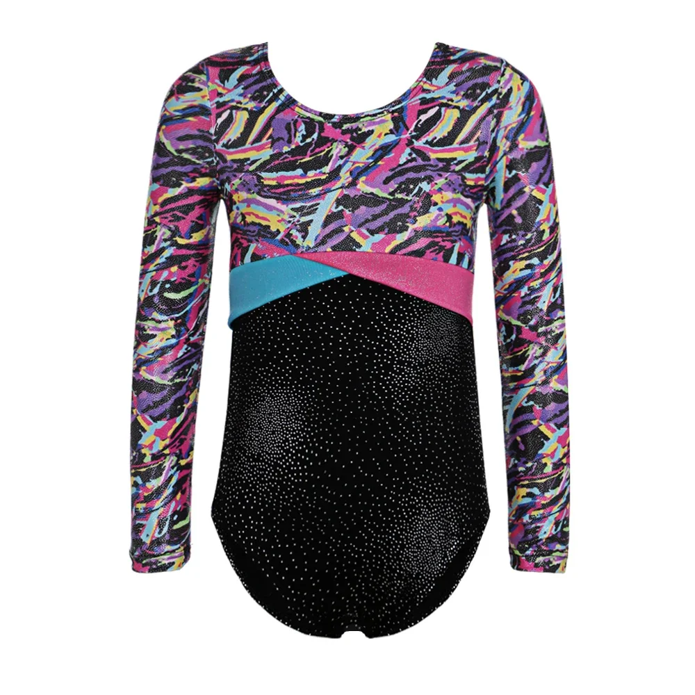 Sparkly Gold Foiled Gymnastics Leotard for Girls - Professional Athletic Dance Unitards