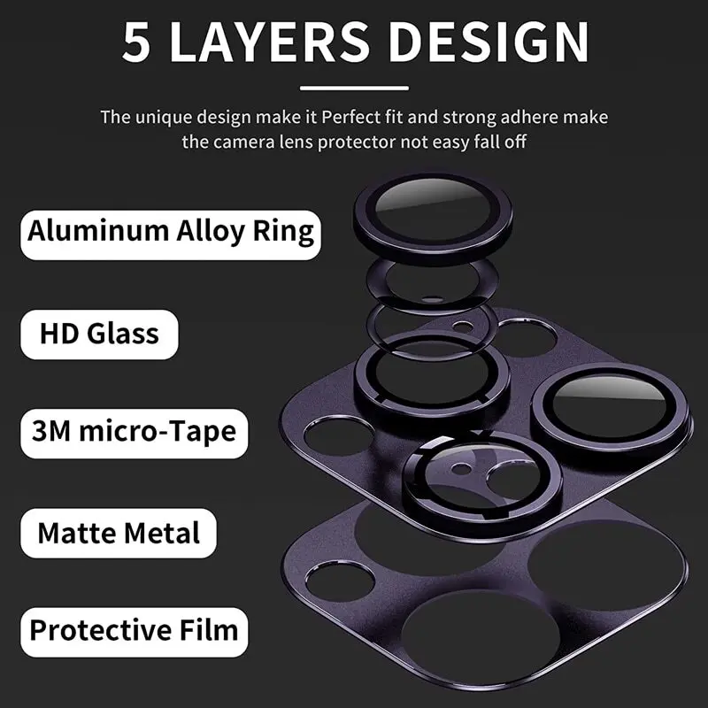 Tempered Glass Metal Camera Lens Protector for Apple iPhone 14 15 16 17 Pro Max Easy Install Camera Lens Protector Case view 3