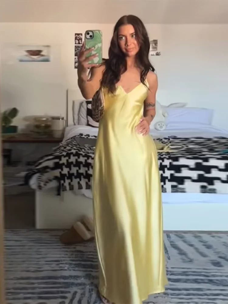 Camisola elegante de Color sólido, vestido largo ajustado a la moda para mujer, vestidos plisados con cordones, falda elegante para la playa y vacaciones para mujer