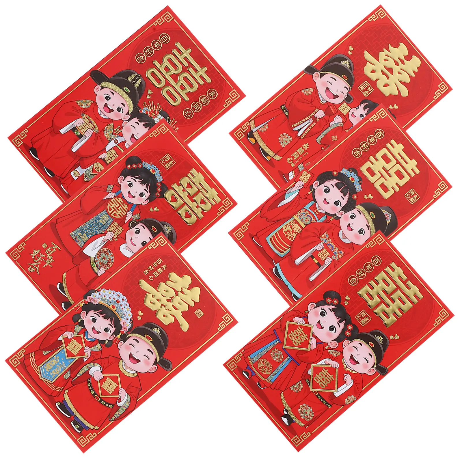 

6Pcs Wedding Red Envelopes Chinese Style Elegant Traditional Money Gift Cash Holders for Weddings Celebrations Lucky Red