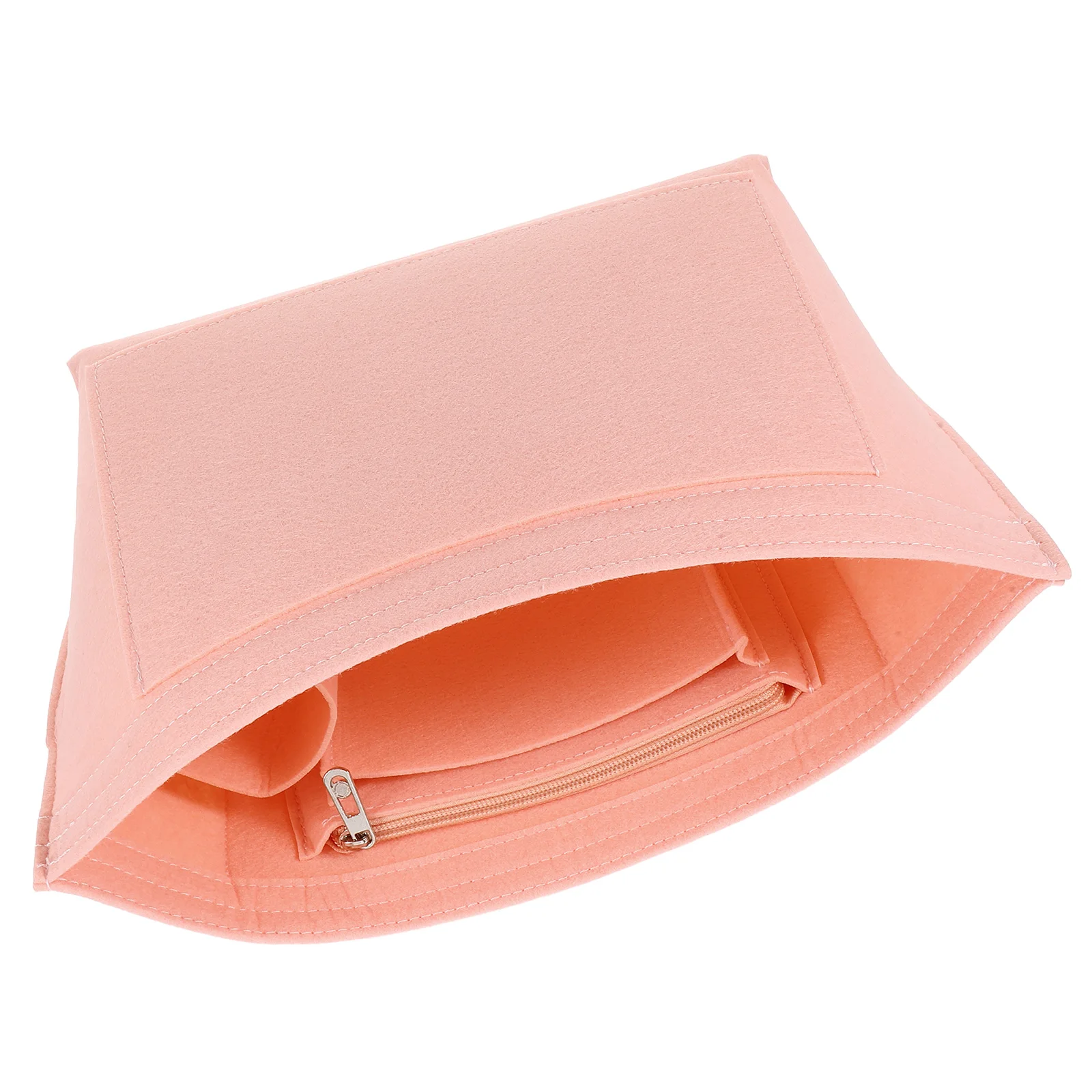 

Multi compartment Inner Liner Pack Purse Insert ganizer Pink Side Zip Medium Felt Women Tote Bags Storage Solution Bag ganizer