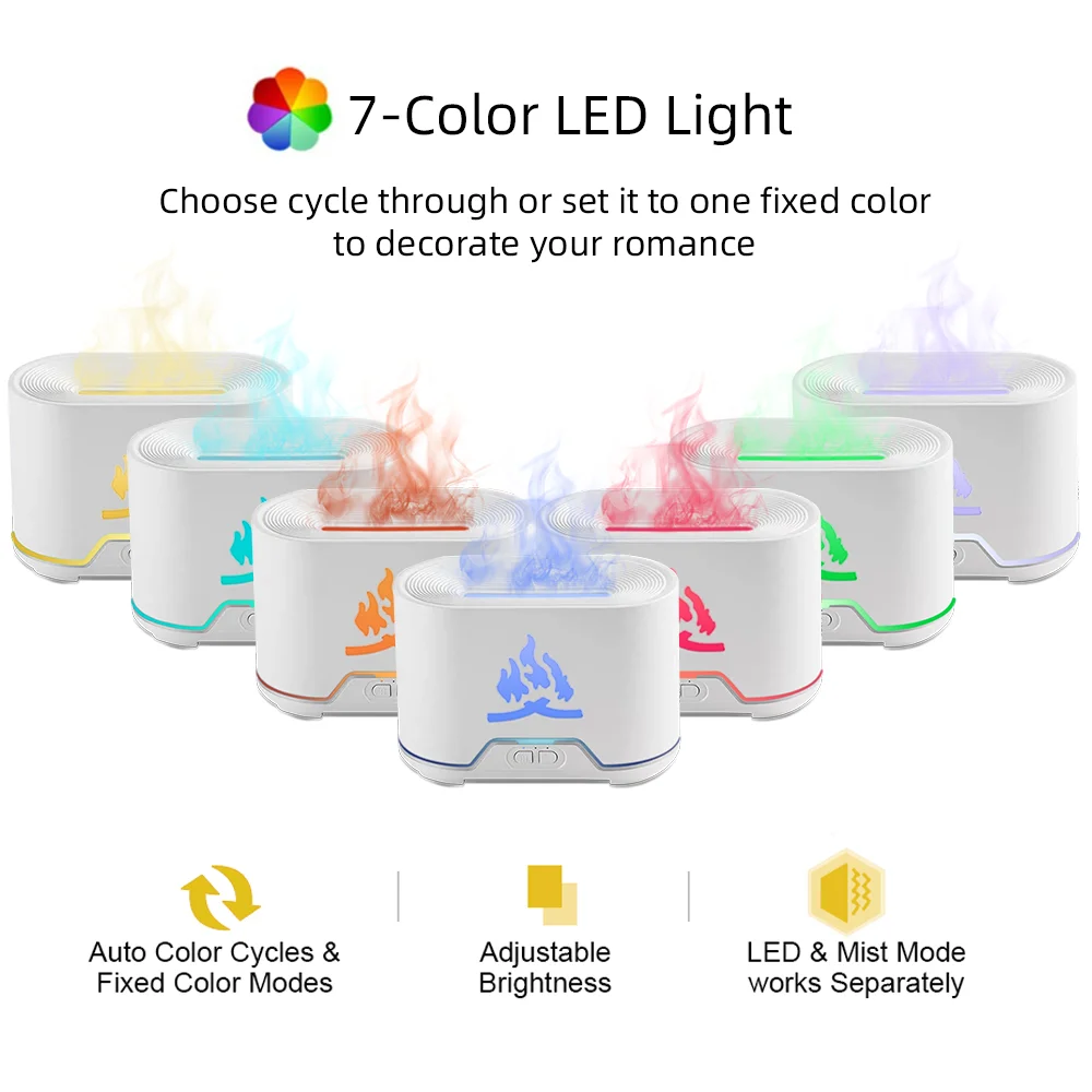 300ml Remote Control Flame Aroma Diffuser Ultrasonic Humidifier Mist Maker Fogger Essential Oil Flame Lamp 7 Colors Difusor