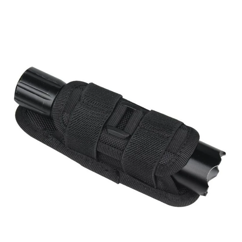 Molle tático caça náilon lanterna saco 360 graus rotativo ao ar livre capa coldre lanterna caso portátil flash