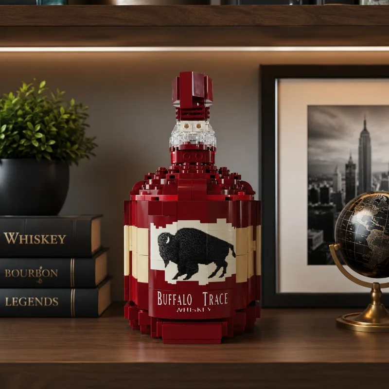 Buffalo Trace Building Block Bottle Decoration Creative Brick Ornament for Home Bar Man Cave and Desktop Display