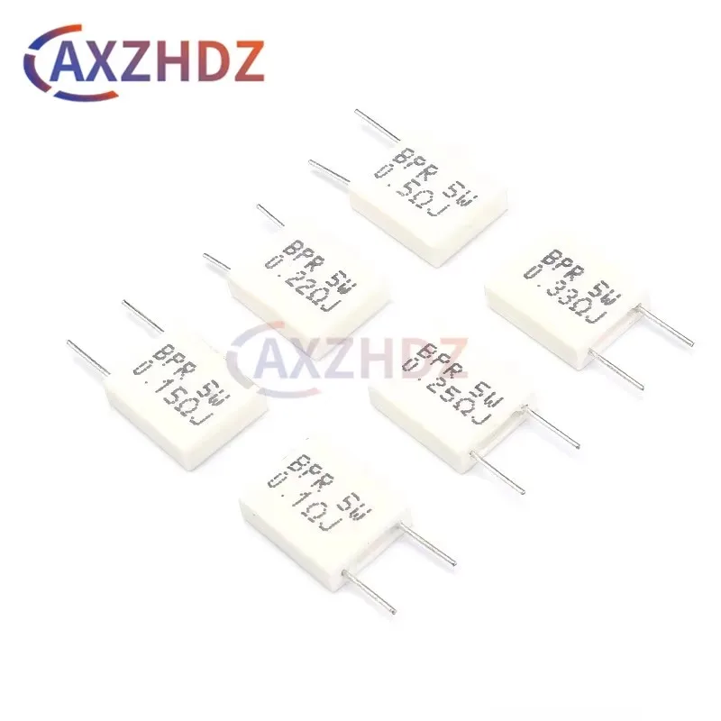 5PCS BPR MPR SLR 5W 0.01R - 0.5R Non-inductive Ceramic Cement Resistor Resistance 0.05R 0.1R 0.15R 0.22R 0.25R 0.33R 0.47R Ohm