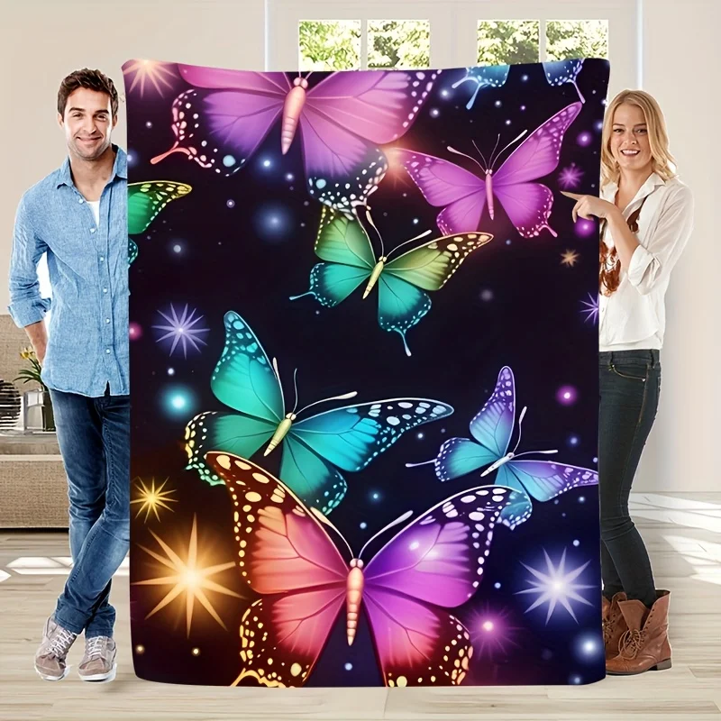 Couverture lumineuse en forme de renard à neuf queues, motif mystique céleste, nuit étoilée, mythologie, art animalier, pour canapé, lit, banquette de camping-car