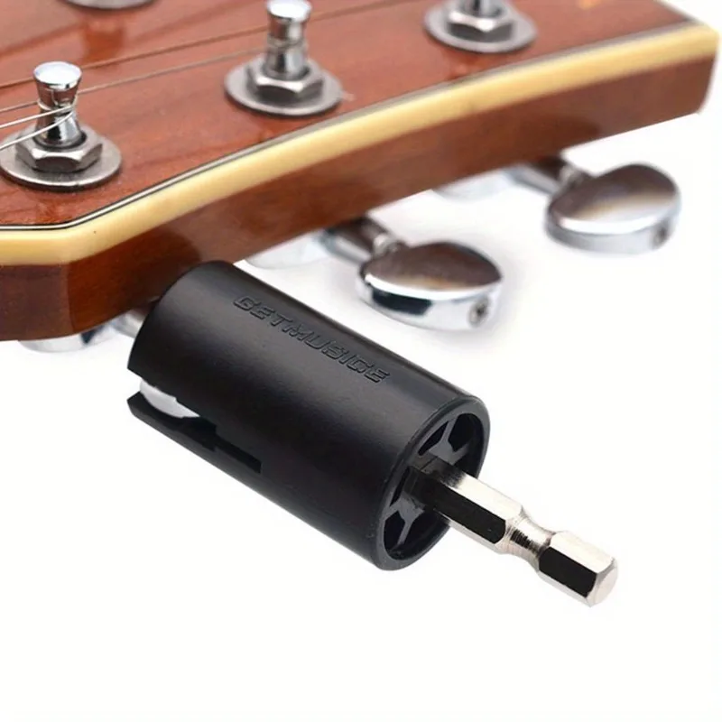 1PC Black String Winder Tuning Peg Puller Electric Drill for Guitar Bass Repair Tool Kit Guitar Electric Drill Plug