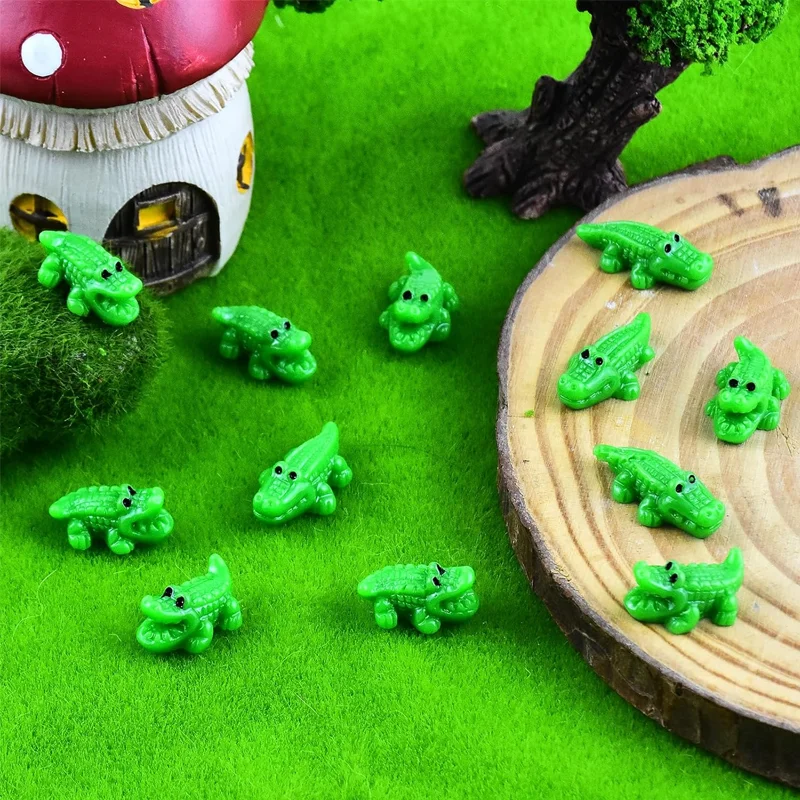 10 Pieces Mini Crocodile Miniatures   in 2 Styles Tiny Resin Animals for Fairy Garden Landscape Home DIY Craft Decorations - Image 4