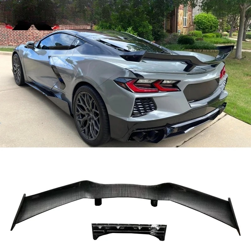 Z06 Style for Chevrolet Corvette C8 Z51  Carbon Fiber  Rear Spoiler Wing  Root Spoiler Wing Body Kit