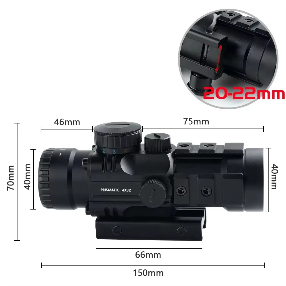 Tactical 4x32 Optical Red Green Blue Three Color Crosshair Reticle Scope with HD107R Optics Red Dot Combo Hunting Accessoirey