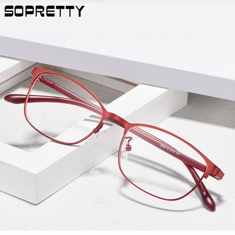 

Female Metal + TR90 Full Frame for Myopia Hyperopia Glasses Frames, Women's Oval Prescription Optical Eyeglasses Frame F3569