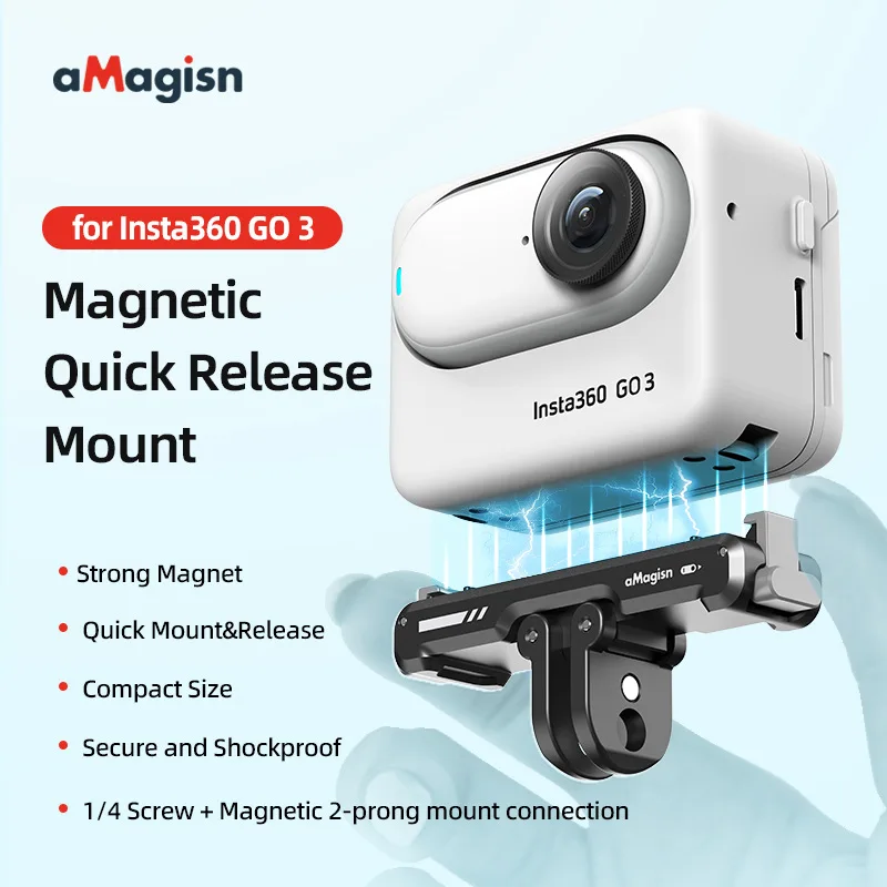 For Insta360 GO3 Strong Magnetic Quick Release Foldable Mount Adapter Secure Snap-on Fastening Base Go 3 Sports Camera Accessory