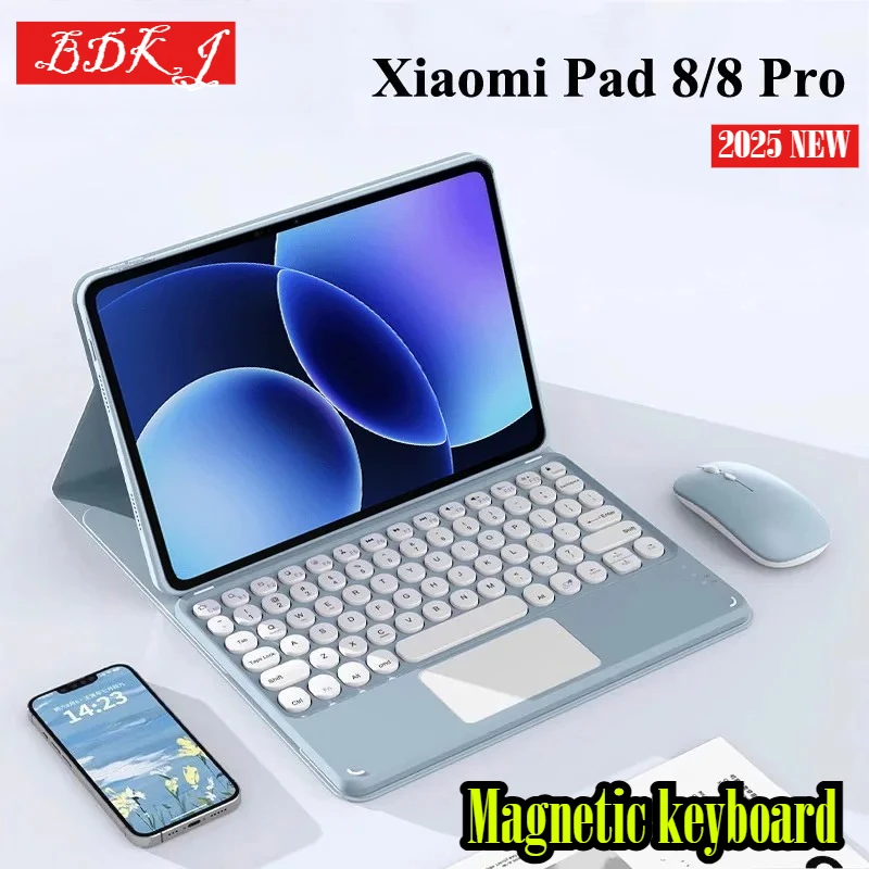 

Для Xiaomi Pad 8 8Pro MI Pad 7 7Pro 11,2-дюймовый чехол Съемный магнитный беспроводной Bluetooth-планшет Круглая подставка для клавиатуры Funda