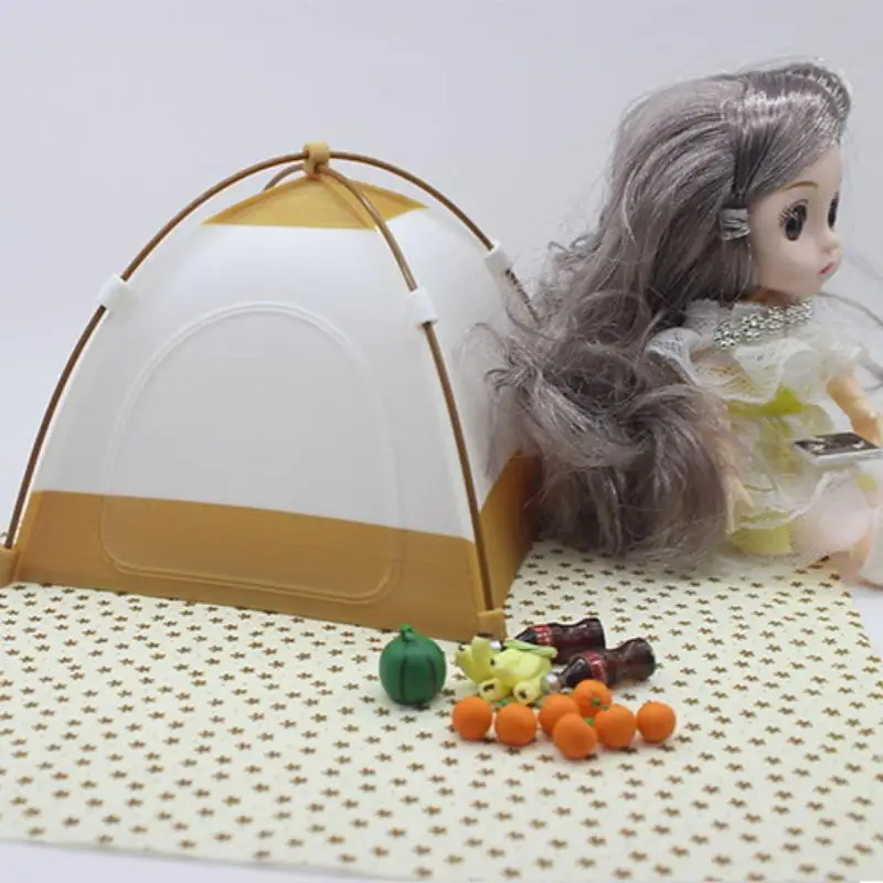 1 pièce Mini tente de simulation pour maison de poupée 1:12, jouet de décoration pour camping et voyage, accessoire de construction de micro-scène et de photographie
