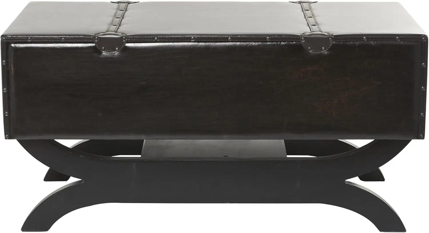 79 Faux Leather Living Room Coffee Table Vintage Faux Leather 2 Drawer Table with Curved Style Leg Stand, Center Table 40 x