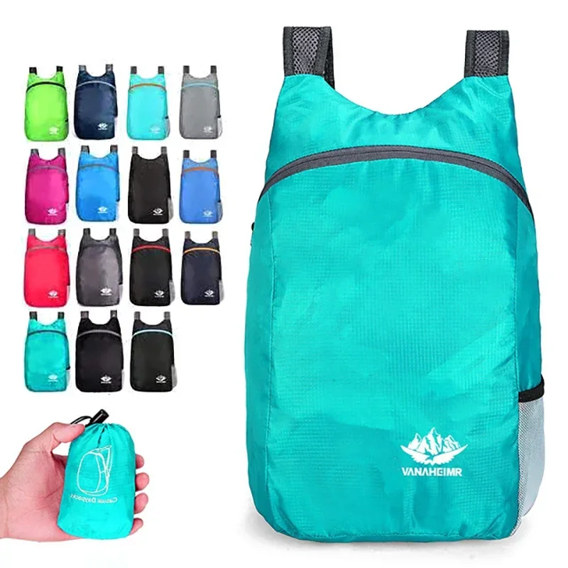 Bolsa de almacenamiento deportiva portátil y ligera, mochila plegable de gran capacidad para acampar al aire libre, viajes, cubos de embalaje