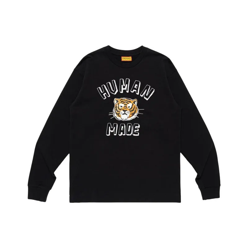 Human Made 2026 AW Tiger Letter Print Crewneck Long Sleeve T Shirt Unisex Top