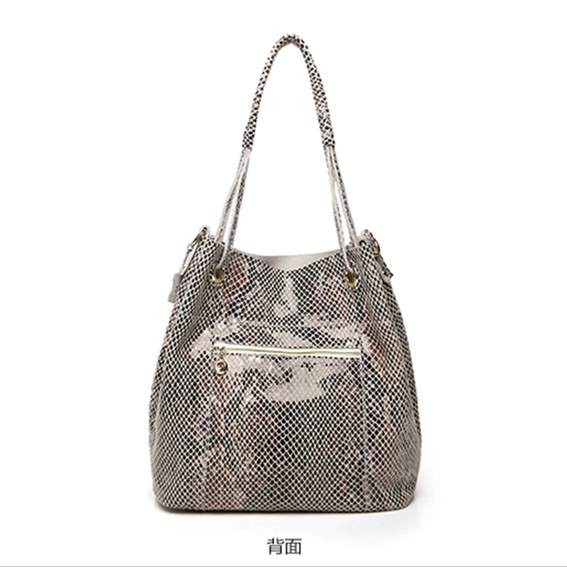 Large Real Leather Women\'s Serpentine Image Coating Handbags Bags New Lady Genuine Suede Cow Leather Shoulder Bag