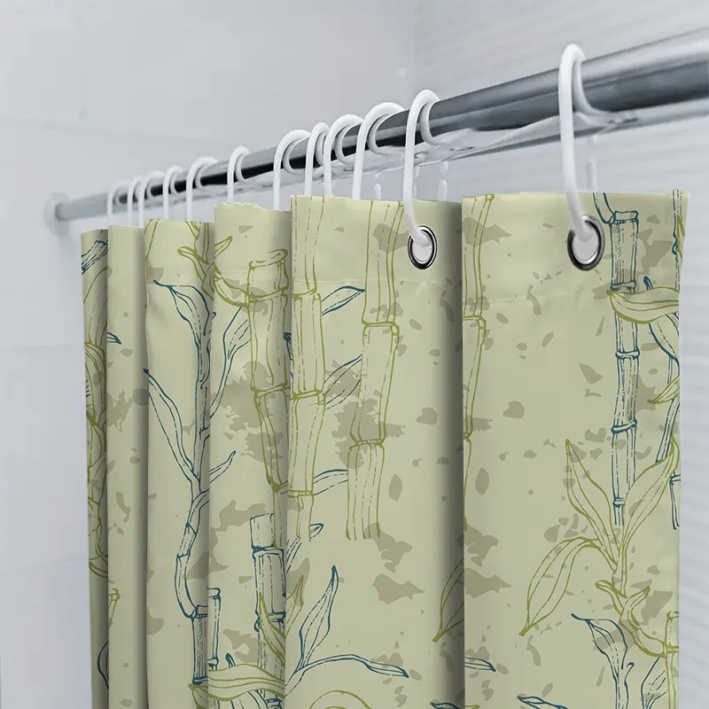 ستارة دش بنمط الخيزران الفني ديكور الحمام الحديث للديكور المنزلي (128 حرفًا) #5