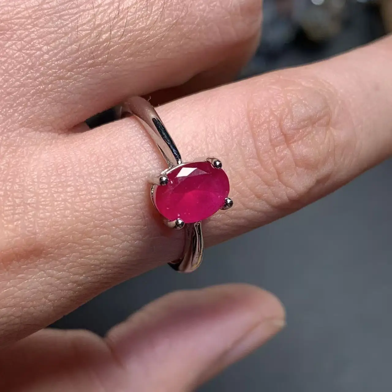Women's Vintage Natural Ruby Adjustable Ring, High Quality