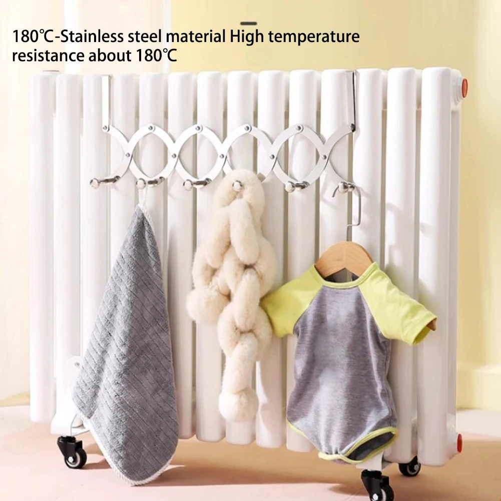 Radiator Hook Clothes Drying Rack No Drilling Door Back Rack  Kitchen Organizer Applicable To 4.5-7cm Thickness 6 Hooks