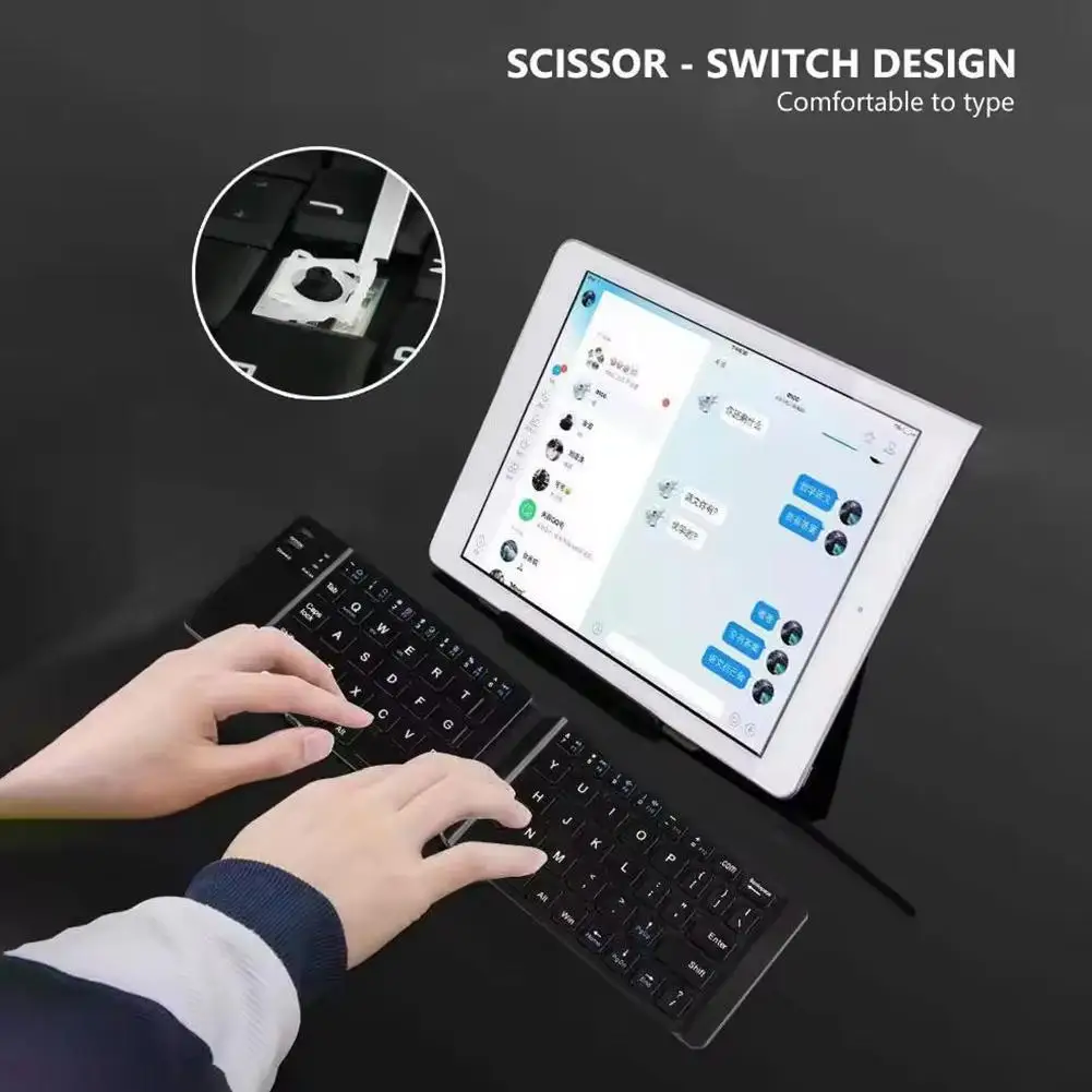 Light-Handy Mini teclado sem fio Bluetooth Folding, teclado sem fio dobrável, IOS, Android, Windows, Tablet, telefone, B2E2