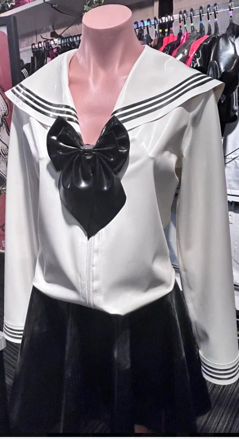 Irelia H Store Custom size made Nature Latex JK Uniform Sailor Suit skirt Cosplay Costume