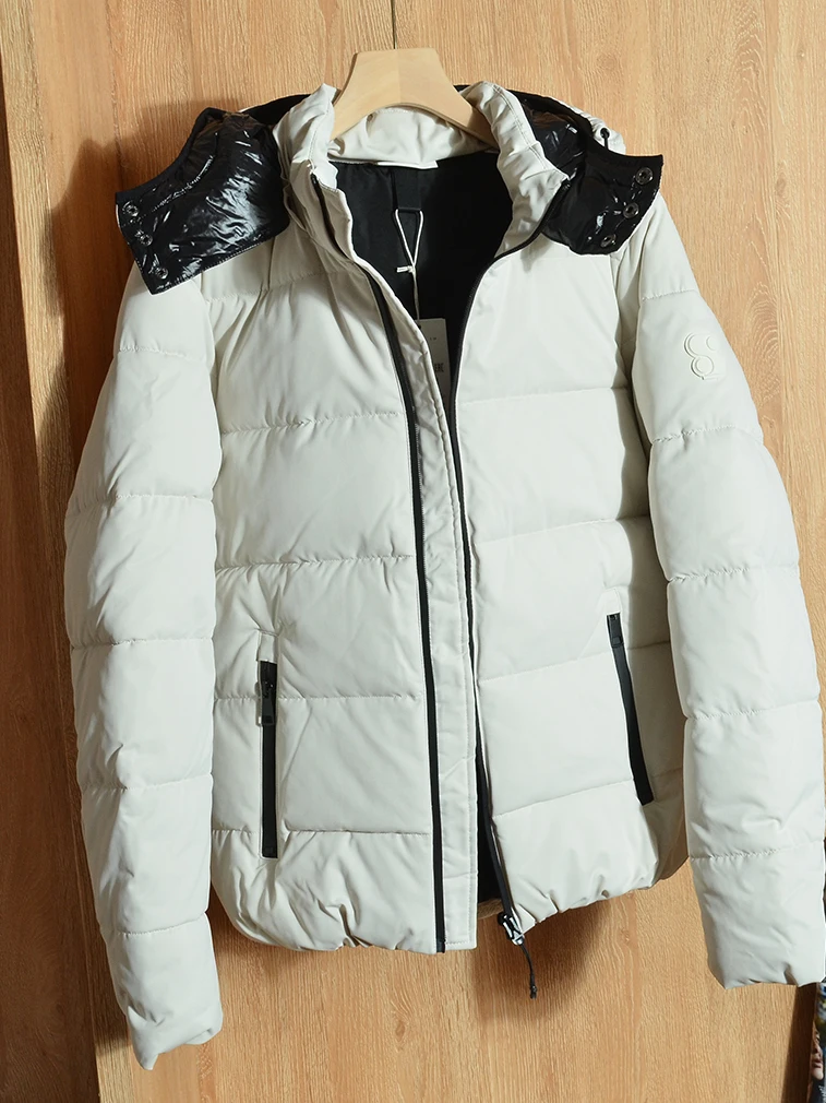 

Thiened Men's Cotton Jaet Removable Hat Warmth Fluffy Filling Thi Sle Urban Faion Regular Length Autumn Winter Coat