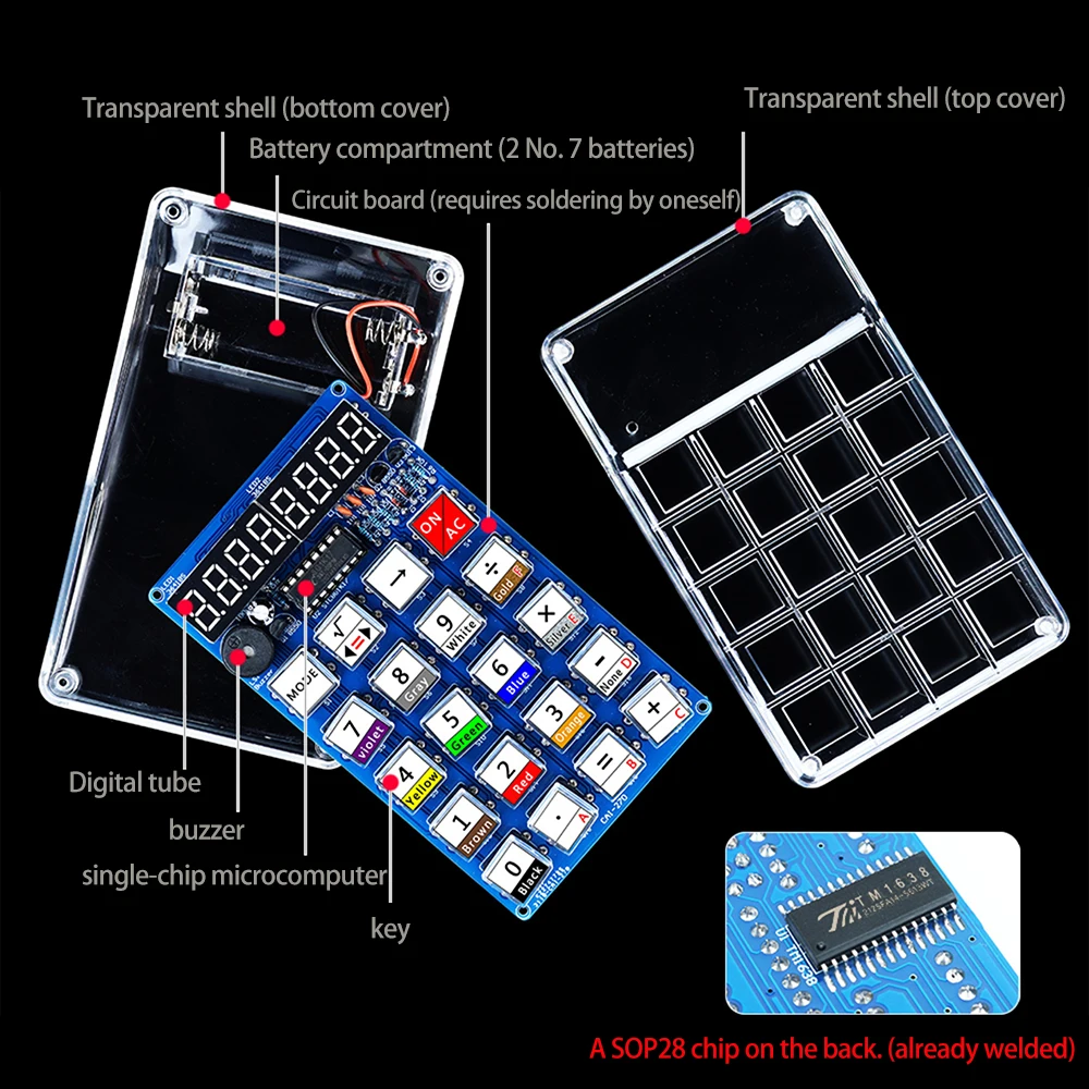 

DIY Electronic Kit LED Digital Tube Display Calculator 51 Microcontroller Calculators Kits School Soldering Practice Training