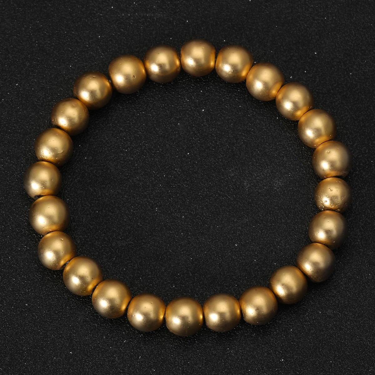 Plated Hematite Stone Bracelets Golden Beaded Stacking Elastic Stretch Handmade Fashion Unisex Jewelry Hawaii Trendy view 5