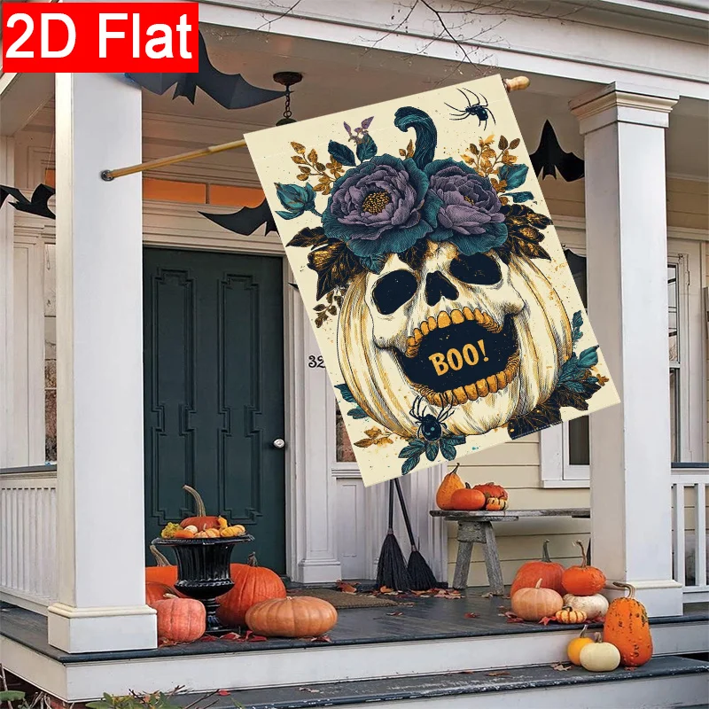 2D Flat - 2D Flat Halloween Black Pumpkin Purple Rose Spider Web Decorative Flag 4 (1) - 28X40 Inch Outdoor Garden Flag Double-Sided Home Decoration Courtyard Decoration Outdoor Decoration Lawn Decoration Solely Flag