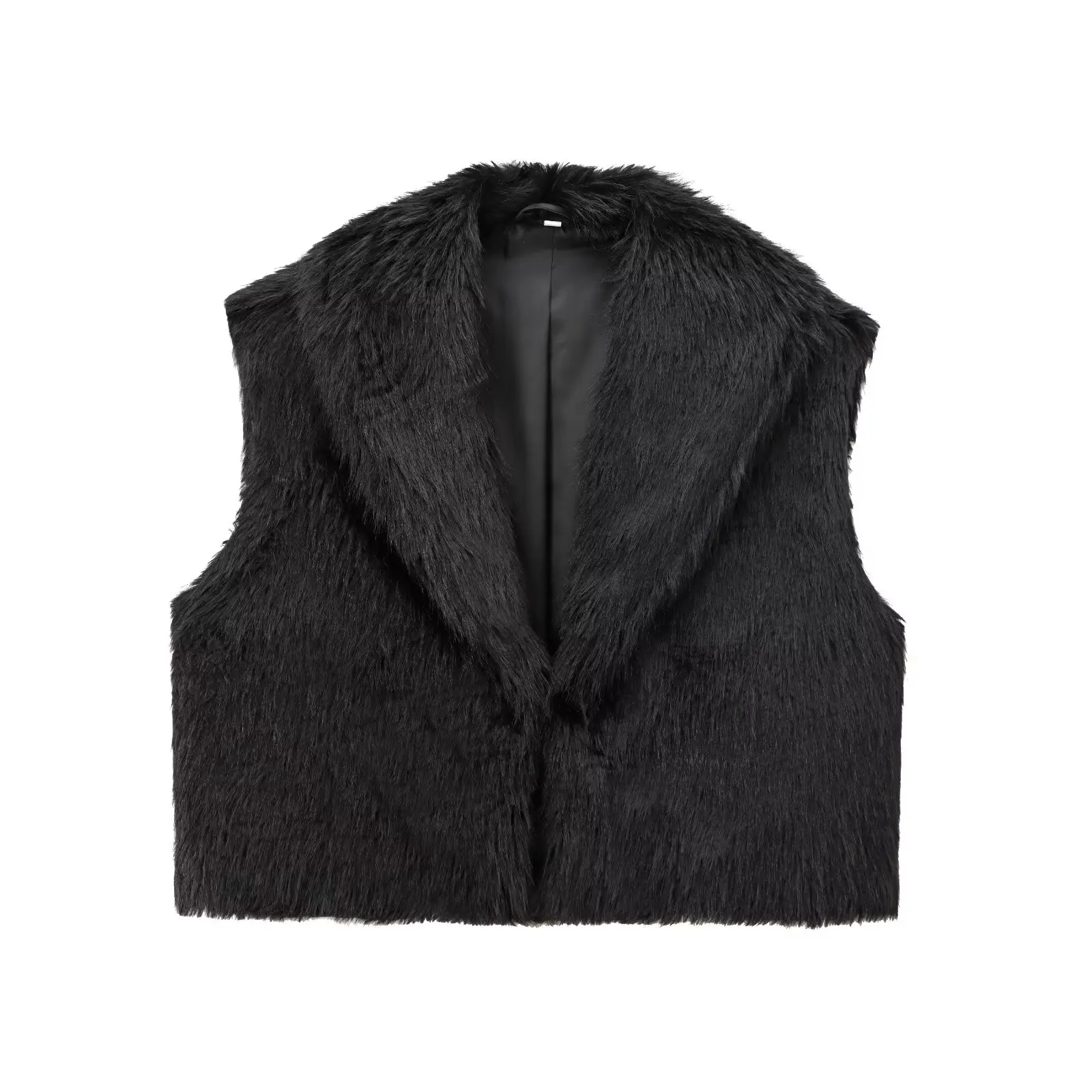 Women's Autumn and Winter 2024 New Fashion Joker Faux Fur Effect Lapel Vest Coat Retro Sleeveless Women's Vest Chic Top.