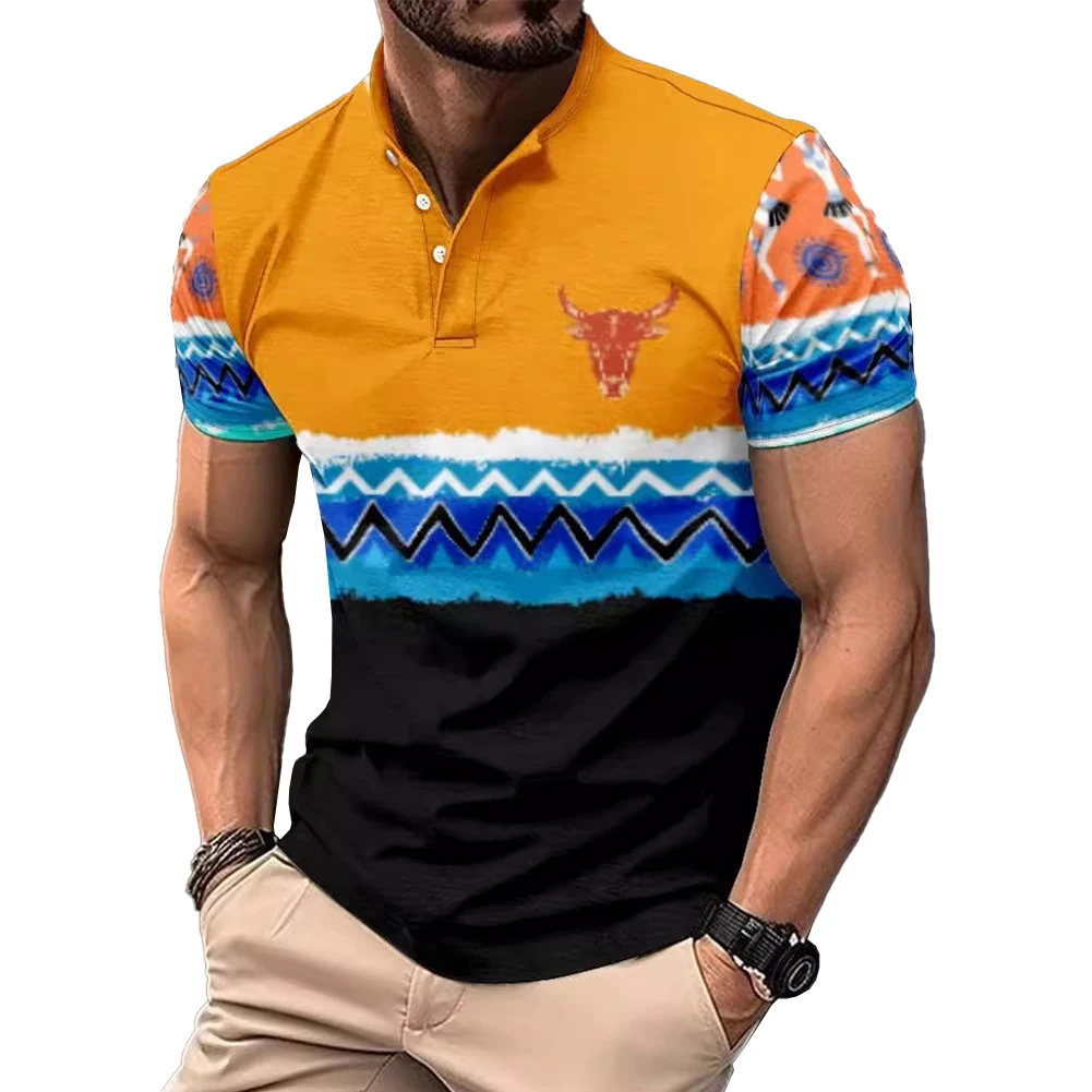 For Casual Wear Mens V-Neck Tops Mens Casual Tops Short Sleeve Turn Down Collar V-Neck Casual Wear For Fitness