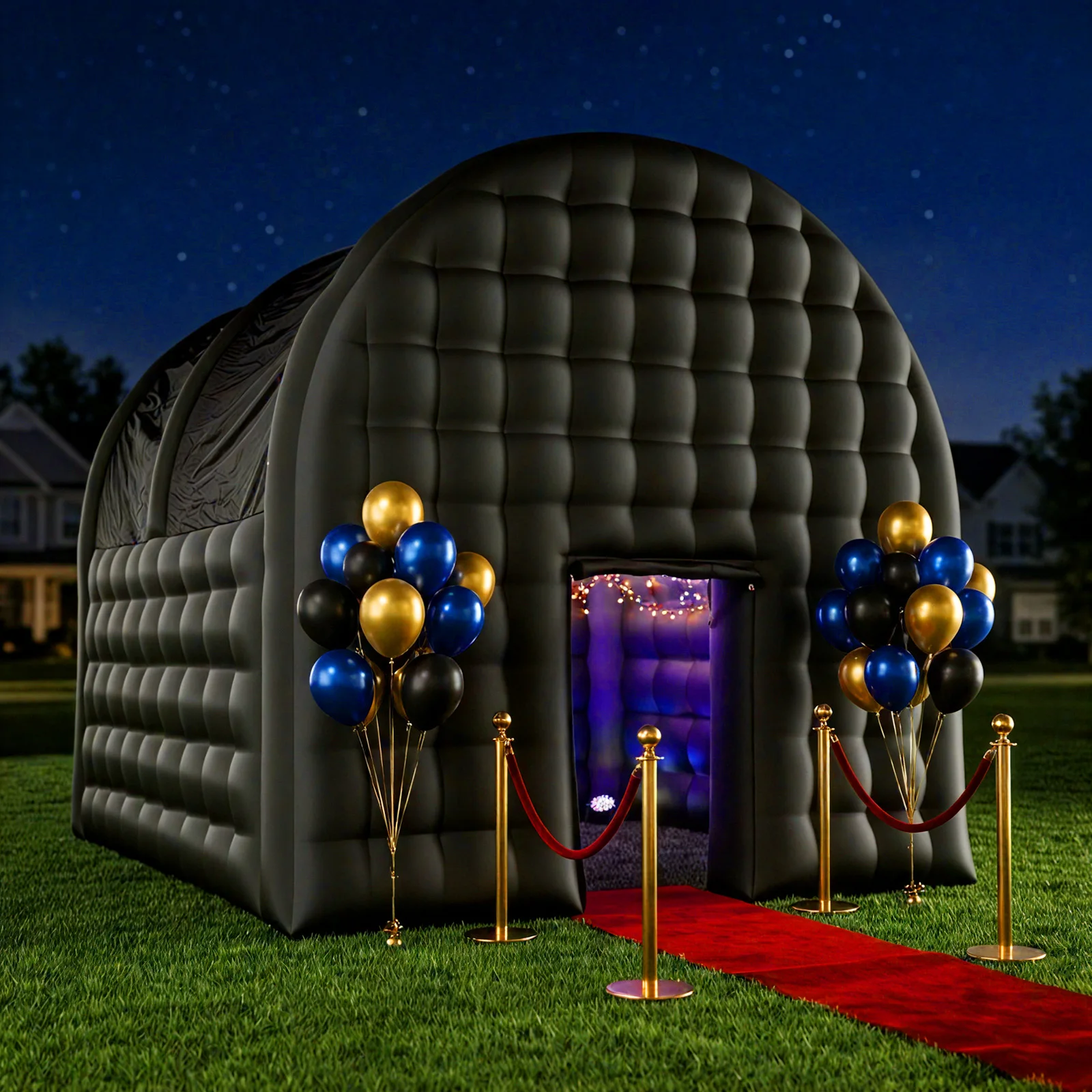 VANCEN 15FT Large Party Dec Blow Up Inflatable Night Club Party House Black Inflatable Cube Tent Large Nightclub Portable Disco Pavilion for Event